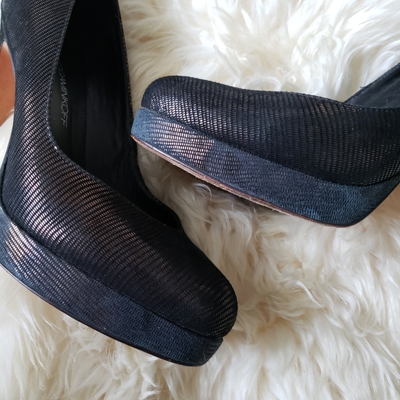 Rebecca Minkoff Platform Metallic Textured Heels - Picture 6 of 8